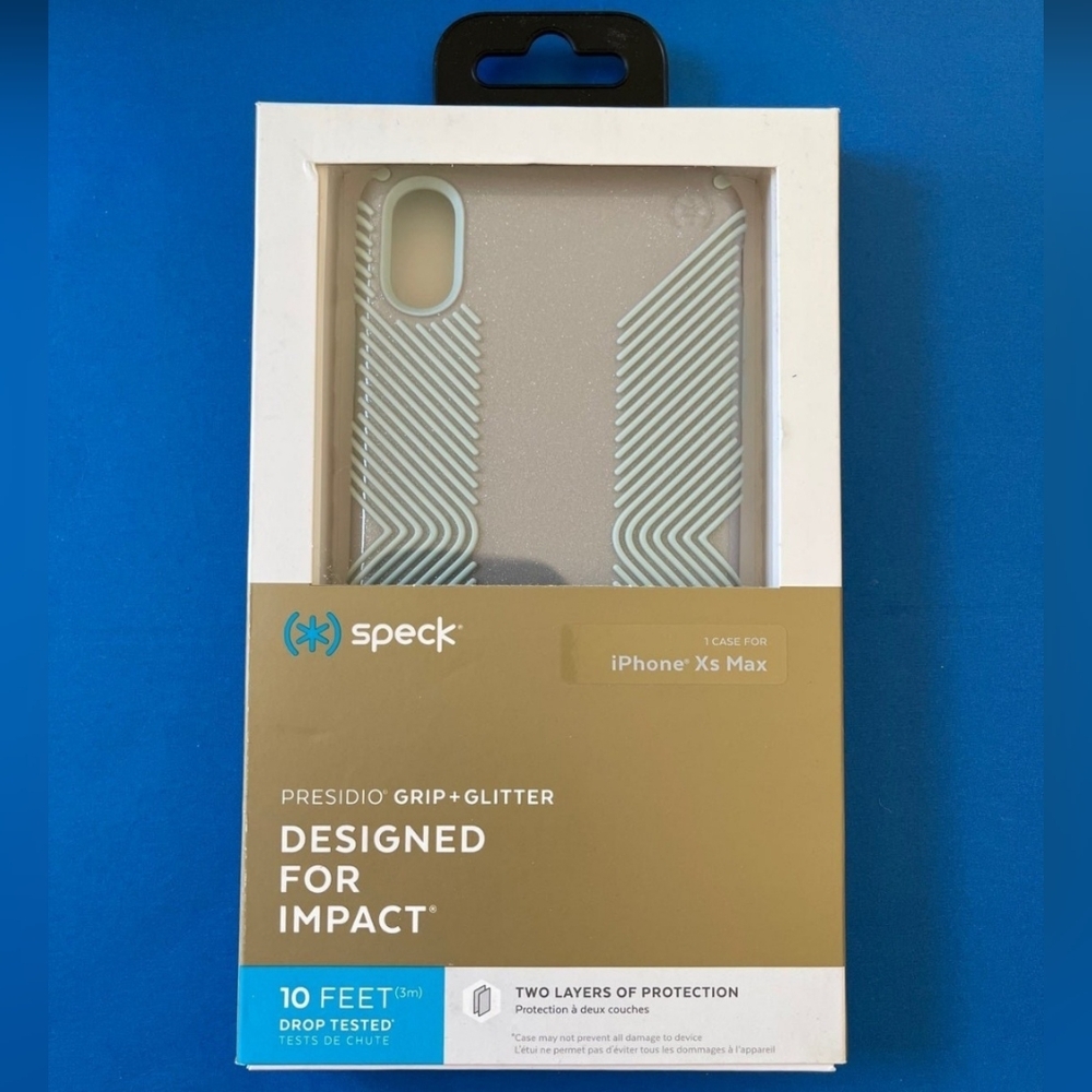 iPhone XS Max - Speck Presidio Grip + Glitter Case (SILVER & MINT GREEN)